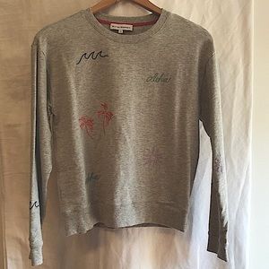 White + Warren embroidered Hawaii themed crew neck sweatshirt